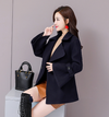 Double-breasted trend stitching temperament fashion trumpet sleeve wool coat