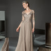 Elegant Mother of the Bride Dress Champagne Lace Gold Half Sleeve Long