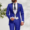 Royal Blue and White Groom Tuxedos Round Lapel Groomsmen SUIT