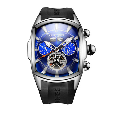 Luxury Big Watch for Men Blue Dial Mechanical Tourbillon Sport Watches