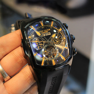 Luxury Big Watch for Men Blue Dial Mechanical Tourbillon Sport Watches