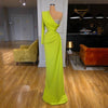 Sexy Long Prom Dresses Deep V Neck Long Sleeves Pleat Formal Party Gowns Side Slit Ankle Length Simple Evening Dress