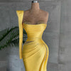 One Shoulder Long Sleeves Pearls Party Pageant Gowns Side Slit Long Evening Dresses New Arrival
