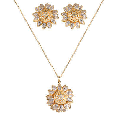 Jewelry Sets Novel Lovely Sunflower Design Wedding Jewelry Earring And Necklace Sets Luxury For Women