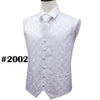 Barry.Wang Mens Classic White Floral Jacquard Silk Waistcoat Vests Handkerchief Party Wedding Tie Vest Suit Pocket Square Set