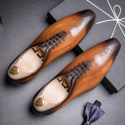 Mens formal shoes leather oxford shoes for men dressing wedding men's brogues office shoes lace up male zapatos de hombre