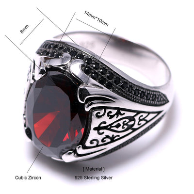 Guaranteed 925 Silver Rings Luxury Turkish Jewellery For Men And Women With Zircon Stone Retro Vintage Rings In Fijne Sieraden