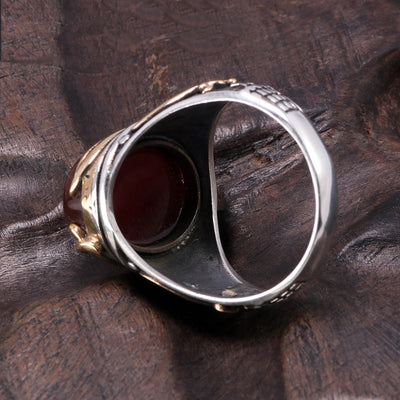 Genuine Solid 925 Silver Rings Cool Vintage Rings Natural Onyx Tiger Eye Big Turkish Rings For Men With Stones Turkish Jewellery
