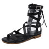Women Gladiator Sandals Leather Lace Up Flat Bottom Shoes Breathable Sandals Open