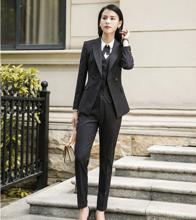 High Quality Fabric Women Business Suits 3 Piece Sets Pants and Jackets Coat and Vest For Ladies Office Work Wear Pants Suits