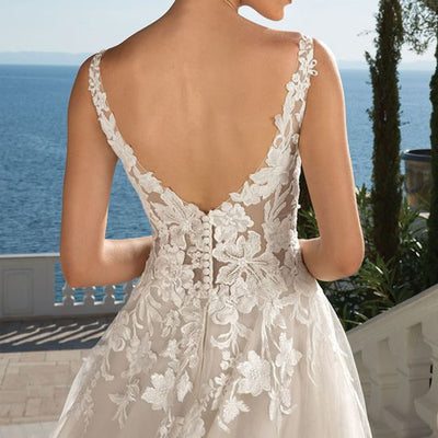 Wedding Dress 2019  A-Line V-neck Lace Appliques Bridal gown Backless Sleeveless Wedding Gowns Vestido De Novia