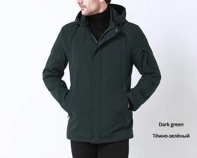 Autumn Mid-Long Jacket Men Large Pocket Design Windproof Thin Stand Collar Simple Handsome Coat MWC18120D