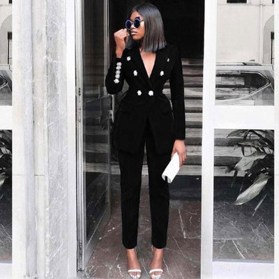 Summer Sets for Women 2019 New Navy Blue V Neck Long Sleeve Sexy 2 Piece Set Outfits High Quality Two Piece Set Suit free shipping 4 7 days