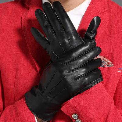 Gours Winter Genuine Leather Gloves Men New Brand Black Fashion Warm Driving Gloves Goatskin Mittens Guantes Luvas GSM015