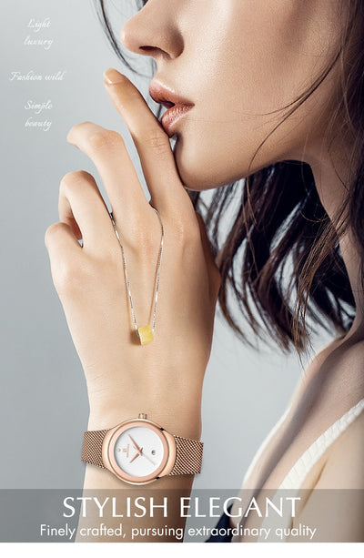 Watch Women Fashion Dress Quartz Watches Lady Stainless Steel Waterproof Wristwatch Simple Girl Clock Relogio Feminino