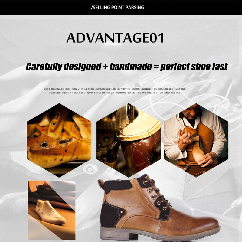 New winter boots Men Genuine Leather Casual Ankle Snow Boots Man Marti ...