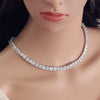 Square Cubic Zirconia Crystal Silver Color Fashion Tennis Choker Necklace Set for Women Accessories T031