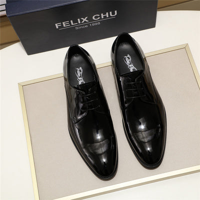 Shoes Mens Black Blue Patent Leather Plain Toe Wedding Dress Shoes for Men Lace up Formal Business Shoes Male