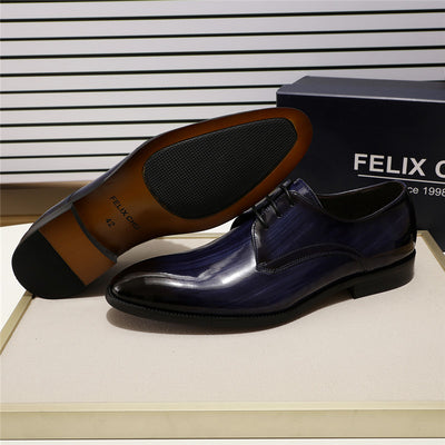Shoes Mens Black Blue Patent Leather Plain Toe Wedding Dress Shoes for Men Lace up Formal Business Shoes Male