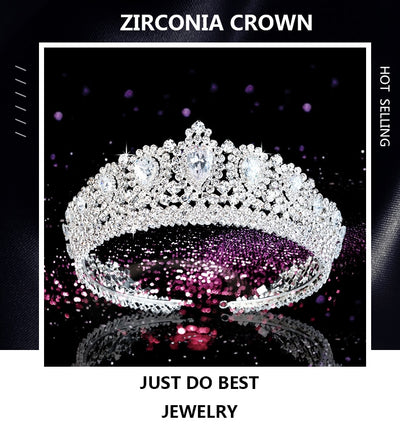 New Bling Wedding Crown Diadem Tiara With Zirconia Crystal Elegant Woman Tiaras and Crowns For Pageant Party