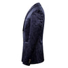 Male Retro Vintage Navy Blue Floral Print Casual Velvet Blazer Homme Design Casacas Men Coat Slim Fit Suit Jacket