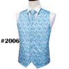 Mens Classic Green Solid Jacquard Folral Silk Waistcoat Vests Handkerchief Tie Vest Suit Pocket Square Set Barry.Wang Desingers