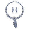 Silver color Blue Crystal Jewelry Sets for Woman Cyrstal Paved Necklaces Earrings Set Rhinestone Jewelry