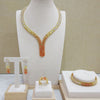 New Mix Red Gold Color Zircon Necklace Set For women Geomertic Necklace Earrings Set Party Jewelry Set 2018