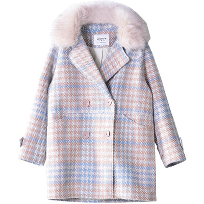 2019 Women Coat outerwear winter clothing fashion warm woolen blends female elegant Double Breasted woolen coat  free shipping 5-11 days