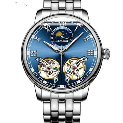Switzerland watches men luxury brand BINGER sapphire Water Resistant toubillon full steel Mechanical Wristwatches free shipping 6-11 days