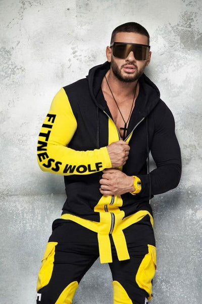 New Men's Fashion Suit Euro-American Fashion Sports Leisure Men's Wear Colour Fitness Clothing Pure cotton hoodies 2019
