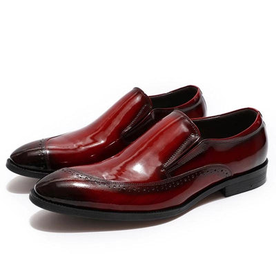 Luxury Men Dress Shoes Patent Leather Casual Loafers Shiny Black Burgundy Leather Men's Shoes Slip On Wedding Party Formal Shoes