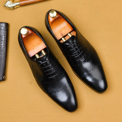 Men leather shoes business dress suit shoes men brand Bullock genuine leather black laces wedding mens shoes shipping 5-9 days