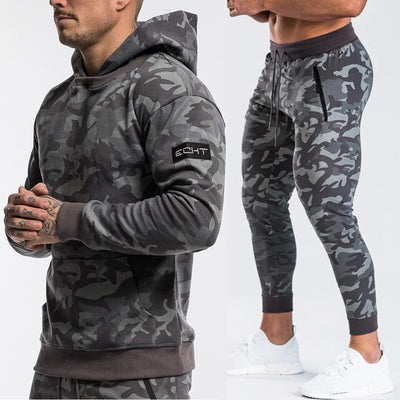 Brand Tracksuit Camo Hoodie Pants Sets Men Casual Sweatshirt Joggers Sweatpants Male Cotton Jacket Autumn Winter Sportswear Suit