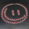 Luxury Red Circular Set Necklace Earring Bracelets 925 Sterling Silver Necklace 42cm Earring 3cm Bracelets 18cm EHBK-043