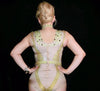 Gold Rhinestones Fringes Bodysuit Evening Birthday Celebrate Outfit Bar Women Singer Dancer Stage Big Stone Clothes