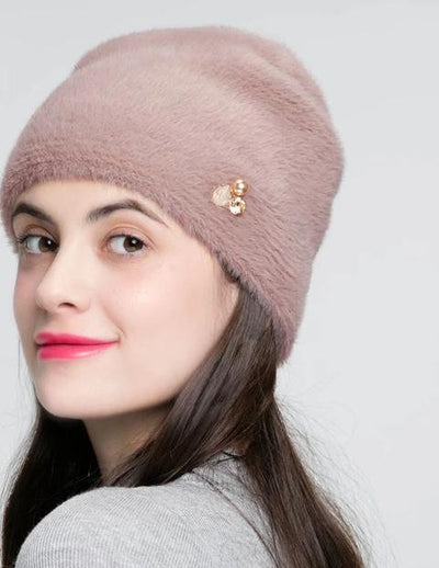 Winter Hats For Women Imitate Wool Thick Bonnet For Female Rhinestone Cap New Skulls Beanies E-MX19116