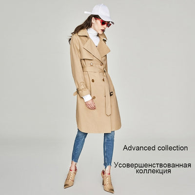 2019 new spring autumn fashion Casual women's khaki Trench Coat long Outerwear loose clothes for lady with belt 850115
