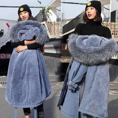 2019 Women Winter Jacket With Large Fur Hooded New Arrival Female Long Winter Coat Parkas With Fur Lining