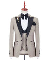 New Style Groomsmen Shawl Ivory Lapel Groom Tuxedos Grey Men Suits Wedding Best Man ( Jacket+Pants+Bow Tie+Vest ) C655