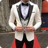Custom Made Groomsmen Shawl Royal Blue Lapel Groom Tuxedos White Men Suits Wedding Best Man ( Jacket+Pants+Bow Tie+Vest ) C652