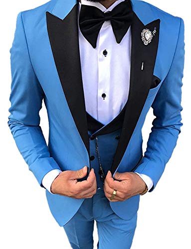 Custom Made Groomsmen Shawl Royal Blue Lapel Groom Tuxedos White Men Suits Wedding Best Man ( Jacket+Pants+Bow Tie+Vest ) C652