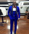 New Arrival Groomsmen Peak Black Lapel Groom Tuxedos Navy Blue Men Suits Wedding Best Man ( Jacket+Pants+Bow Tie+Vest ) C651