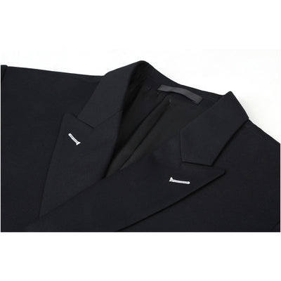 Men Suits Slim Fit New Fashion Suit Double Breasted Peak Lapel Navy Blue Black Wedding Groom Party Prom Skinny Costume
