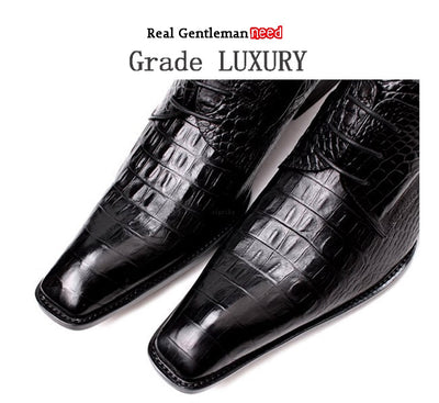 Size 36 48 Mens Printed Crocodile Skin Black Casual Shoes Square Toe Dress Shoes For                   FREE SHIPPING 5-9 DAYS     Gents Suits Social Office