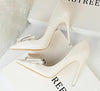 New Spring/Autummn Women Pumps High Thin Heel Pointed Toe Butterfly-Knot Sweet Fashion Women Shoes White
