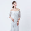New arrival elegant wedding dress Vestido de Festa mermaid dresses lace crystal half sleeves applique long style party