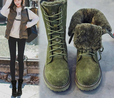 Genuine Leather Snow Boots Woman Winter Boots 2019 Winter Women's Shoes Pig Split Ladies Platform Booties g888