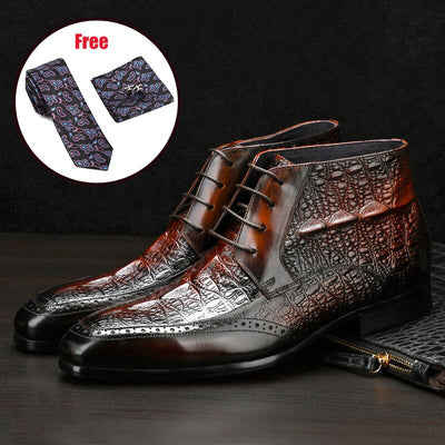 Men winter Boots Genuine cow leather chelsea boots brogue casual ankle flat shoes Comfortable quality lace up dress boots free shipping 5-9 days