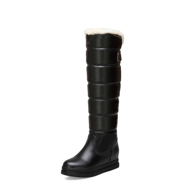 2020 Pu Leather Women Over The Knee High Boots Fashion Slip on Wedges Heel Fashion Winter Boots Women Boots Big Size 34-43